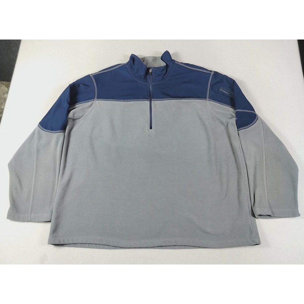 Starter Fleece Pullover Mens 2XL Gray Navy Colorblock Quarter Zip Outdoor Active